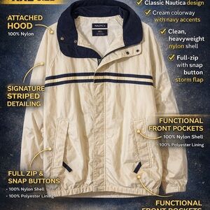 Nautica Men's Beige and Navy Windbreaker